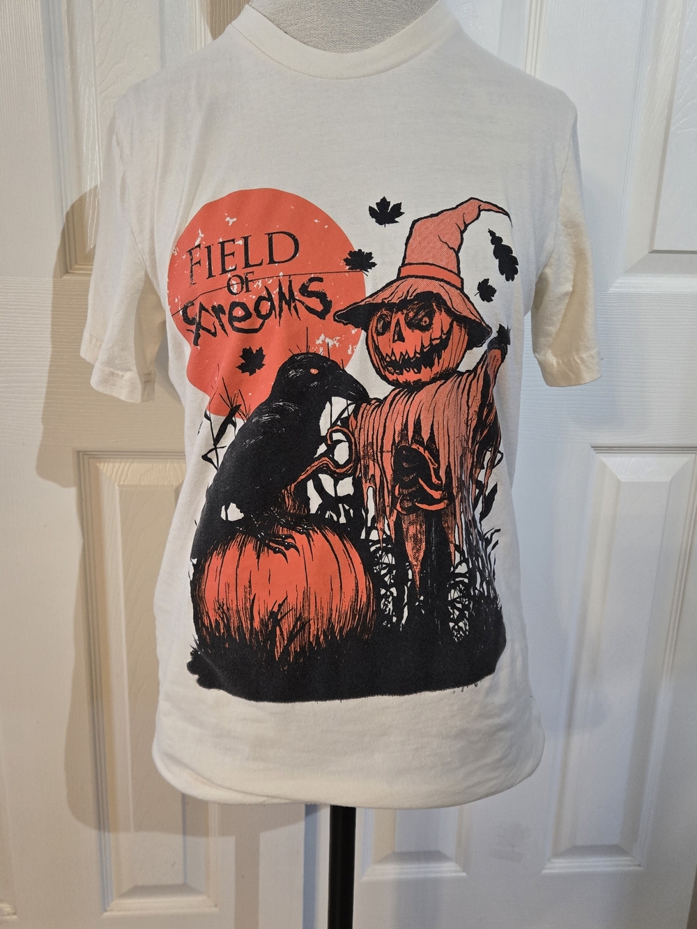 Bella Canvas White Tee with Orange and Black Halloween Graphic